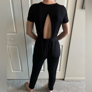 Black open back jumpsuit